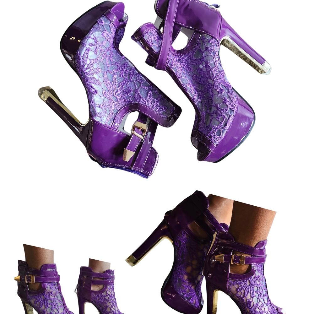 Chic Purple Lace Women's Heels